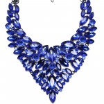 Sapphire Blue Lux Glam Marquise Statement Necklace 